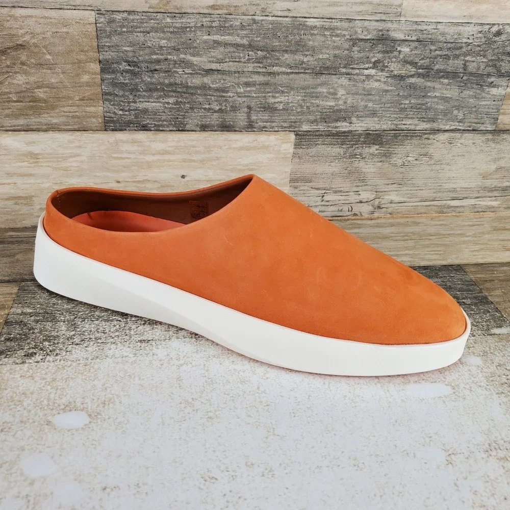 Wolf & Shepherd Cruise Mens Mule Casual Shoes Sz 9 Orange Nubuck Leather Slip On